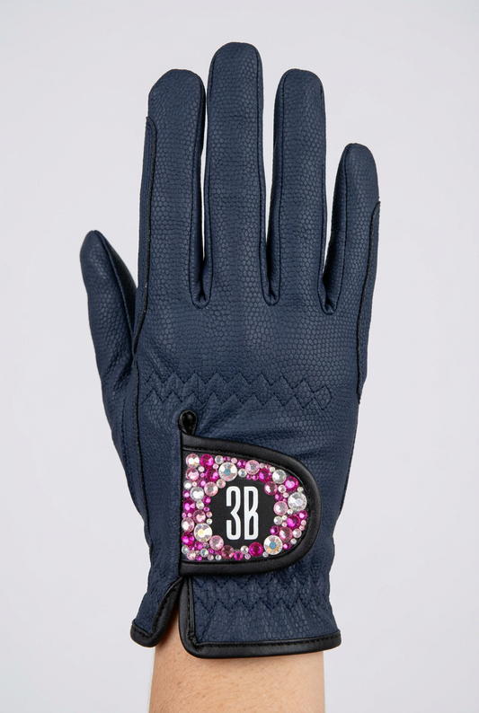Cleaned-up navy riding glove photo